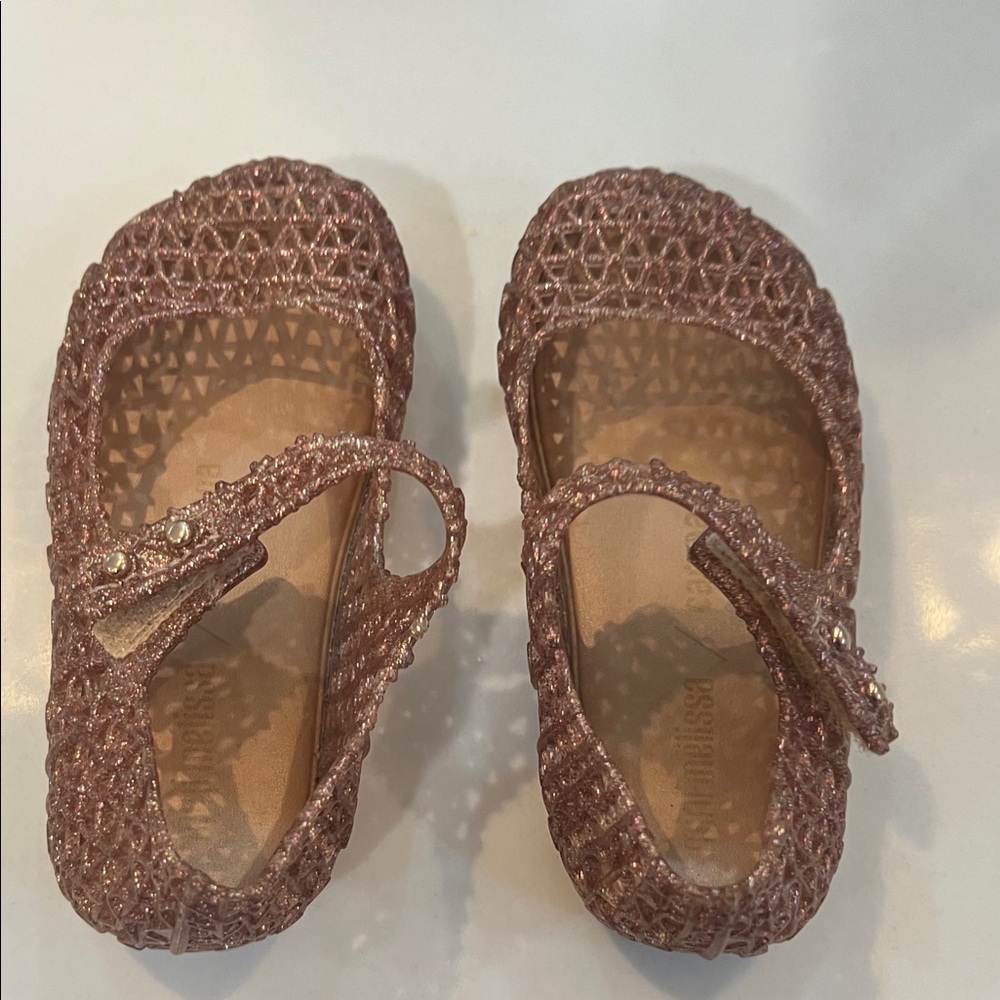 Mini Melissa Glittery Pink Dress Shoes